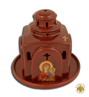 Kεραμικό Κανδήλι Εκκλησάκι Μητρόπολη Σχέδιο με Βάση Μπορτνώ 12χ17εκ