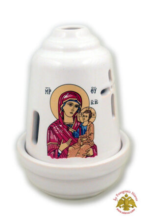 Kεραμικό Κανδήλι Σχέδιο Κ Λευκό 10χ14εκ