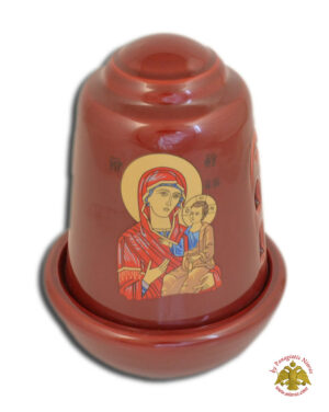 Ceramic Oil Candle Orthodox Dome Burgundy 10x14cm