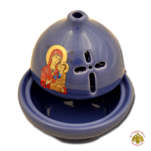 Ceramic Orthodox Theomitor Oil Candle Blue 10x10cm