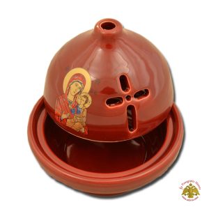 Ceramic Orthodox Theomitor Oil Candle Burqundy 10x10cm