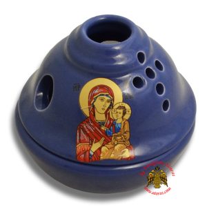 Kεραμικό Κανδήλι Σχέδιο Αποστολικό Θεομήτωρ Μπλέ