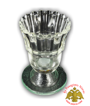 Glass Vigil Oil Candle with Standing Base Clear 9x11cm