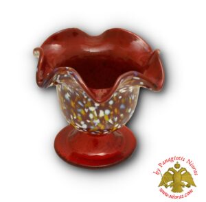 Επιτραπέζιο Γυάλινο Φυσιτό Καντήλι Κόκκινο 10x9cm