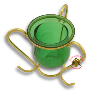 Metal Wire Base Vigil Oil Candle Green Color Glass Cup