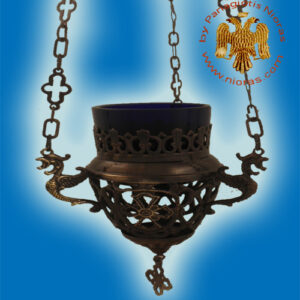 Hanging Metal Oil Candle Cross Design B Antique