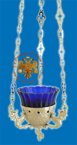 Επίχρυσο Κρεμαστό Καντήλι με Σταυρό