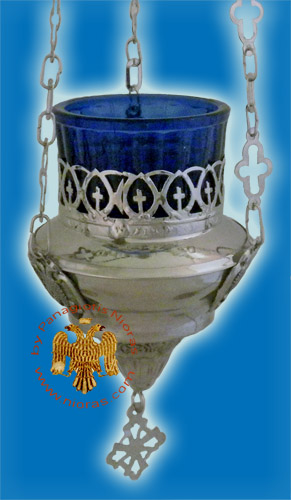 Byzantine Eagle Metal Hanging Vigil Oil Candle Nickel