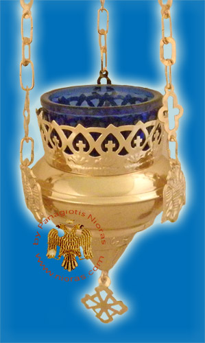 Byzantine Eagle Metal Hanging Vigil Oil Candle G/P