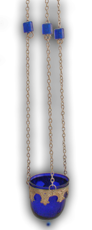 Glass Hanging oil Candle mini Blue