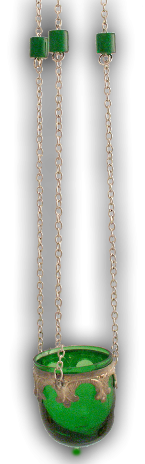 Glass Hanging oil Candle mini Green