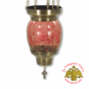 Vigil Oil Candle Hexagon Glass Fussing Pink with Sliding Down Metal Brass Mechanism for the Glass Cup