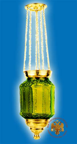 Συρόμενο Γυάλινο Καντήλι Εξάγωνο Σκούρο Πράσινο