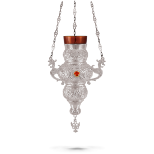 Orthodox Vigil Oil Candle Kerkyraiko N1 Silver Plated with Stone