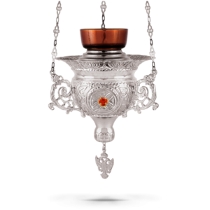 Orthodox Vigil Oil Candle Byzantine N4 Silver plated with Stones
