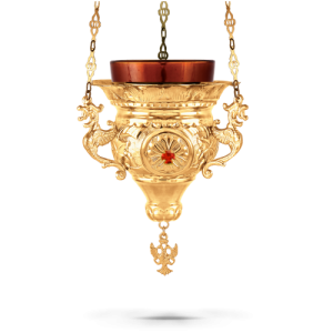 Orthodox Vigil Oil Candle Byzantine N3 Gold plated with Stones