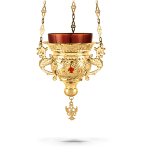 Orthodox Vigil Oil Candle Byzantine N2 Gold Plated with Stones