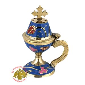 Orthodox Traditional Incense Burner 10cm Enamel Blue