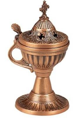 Round Base Incense Burner with Handle Antique Finishing