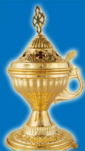 Orthodox Engraved Design A Incense Burner Gold Plated