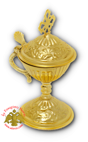 Orthodox Engraved Design B Incense Burner Gold Plated 13cm