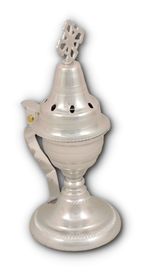 Ορθόδοξο Λιβανιστήρι Αλουμινίου Νίκελ Χρώμα 18x8cm