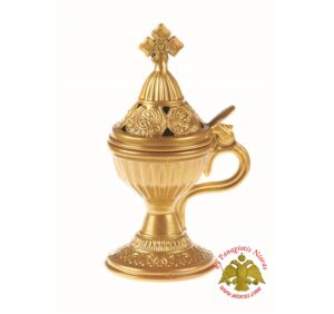 Ορθόδοξο Λιβανιστήρι Αλουμινίου Χρυσό Χρώμα 17x7.5cm