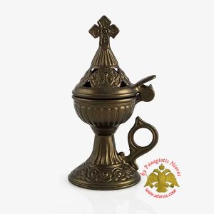 Ορθόδοξο Λιβανιστήρι Αλουμινίου Χακί Χρώμα 15x6.5cm