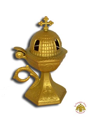 Ορθόδοξο Λιβανιστήρι Αλουμινίου Στυλ Εκκλησίας Χρυσό Χρώμα 18x7.5cm