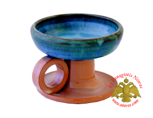 Orthodox Incense Burner Ceramic Simple With Handle Brown Green