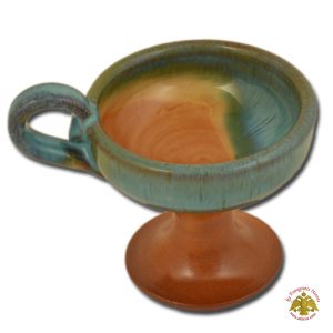 Orthodox Incense Burner Ceramic Small With Handle Blue Brown 6x7cm