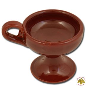 Orthodox Incense Burner Ceramic Small With Handle Burgundy 6x7cm