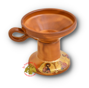 Porcelain Incense Burner Ceramic ICXC with Holy Icons Brown