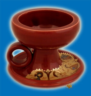 Ορθόδοξο Λιβανιστήρι Πορσελάνη Σχέδιο C Κόκκινο