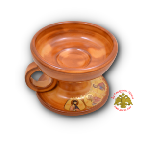 Porcelain Incense Burner Ceramic with Holy Icons Brown