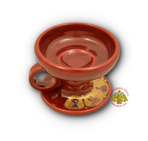 Porcelain Incense Burner Ceramic with Holy Icons Burgundy