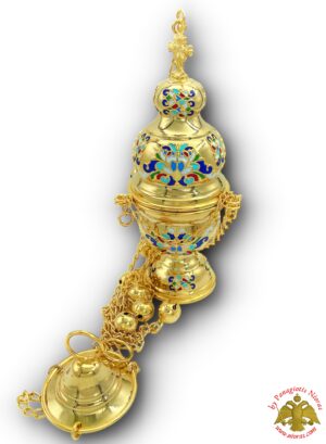 Εκκλησιαστικό Λιβανιστήρι Αθηναϊκό Θυμιατό με Μοτίβα Σμάλτο