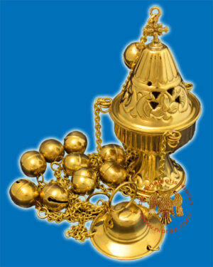 Θυμιατό Εκκλησιαστικό Κωνικό Κοφτό με Λουλούδια 17cm Επίχρυσο