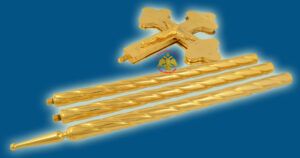 Orthodox Byzantine Exapterigon Cross Gold Plated with 3 Columns
