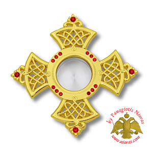 Λειψανοθηκη Σταυρο με Βιδα με Κόκκινη Πέτρα 6x6x2cm