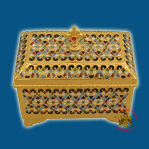 Reliquary or Relics Box - Tabernacle Pattern With Motives Enamel 12x7x12cm