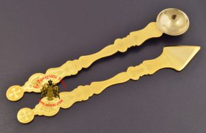 Extra Orthodox Holy Communion Spoon and Spear for  Chalice Set Gold Plated 15cm