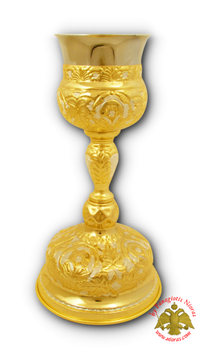 Orthodox Holy Communion Cup 0.5 lt with Apostles Gold & Silver Plated h:29x17cm