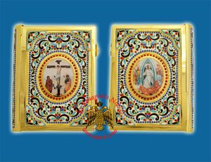 Gospel Cover Gold Plated Enamel Design with Four Heavy Enamel Corners Medium Size