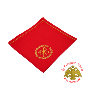 Maktro Holy Communion Divine Liturgy Purificator Burgandry Cotton Cloth with Gold Thread Details ARXO Design G