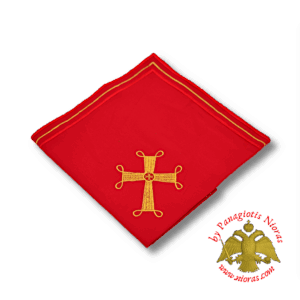 Maktro Holy Communion Divine Liturgy Purificator Burgandry Cotton Cloth with Gold Thread Cross