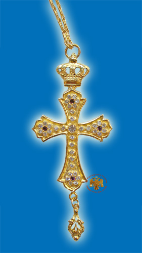 Orthodox Pectoral Cross Design no.30 with Stones