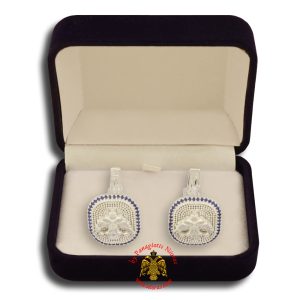 Orthodox Clerics Silver Cufflinks Design Byzantine Eagle with Stones A