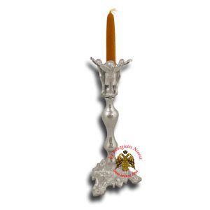 Holy Table Candle Stand With Christ H:36cm Silver Plated