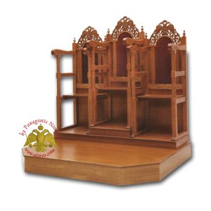 Εκκλησιαστικό Αναλόγιο Στασίδια Ψαλτών με Οβάλ Βυζαντινό Αετό και Μαξιλάρια